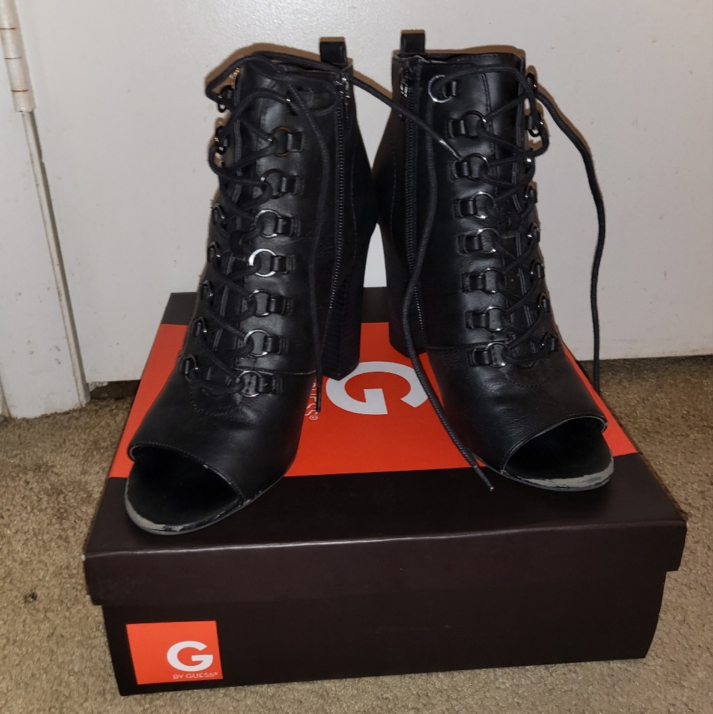 G by Guess  Black Open-toe Booties